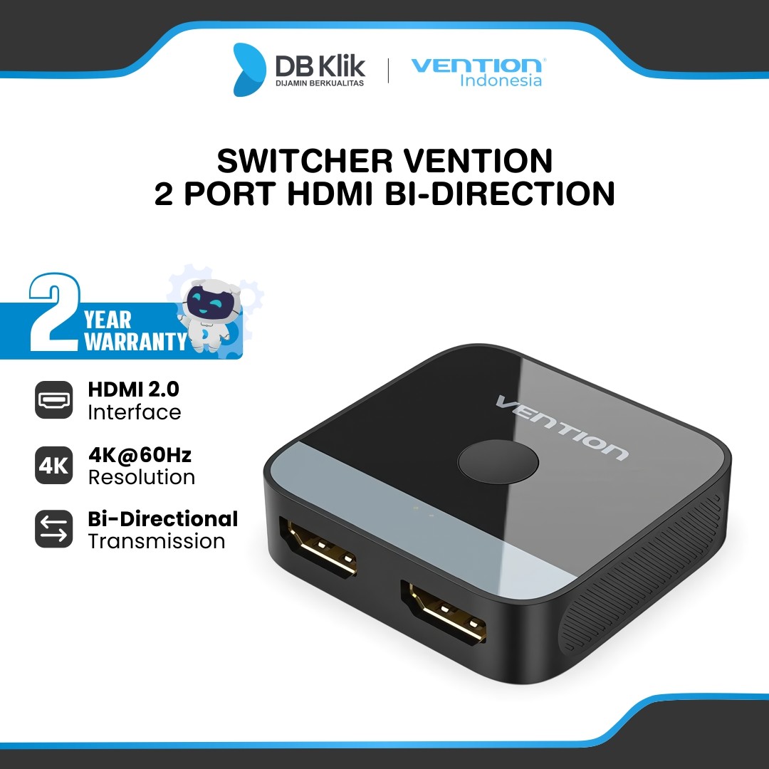 Switcher Vention 2 Port HDMI Bi-Direction - Switcher HDMI 4K Black AKOB0