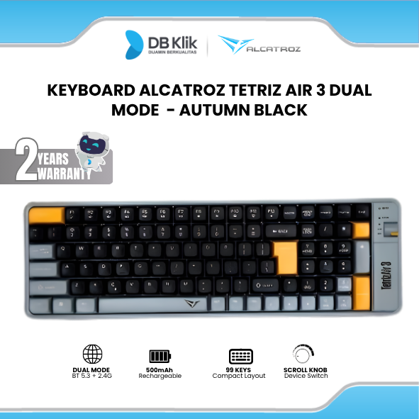 Keyboard Alcatroz Tetriz AIR 3 Dual Mode Wireless 2.4Ghz + Bluetooth 5.3 - Autumn Black [Box Damage]