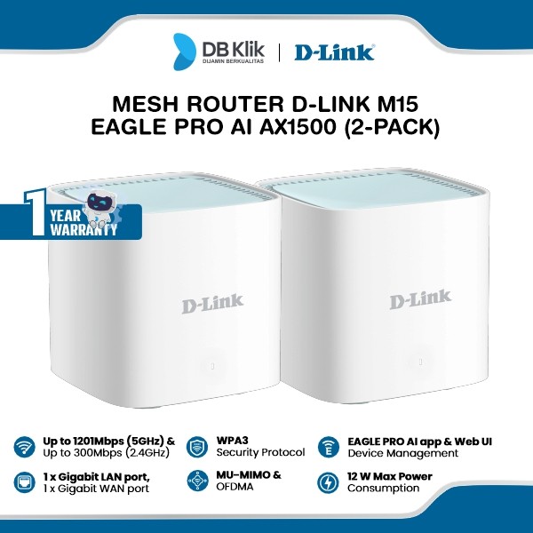 Mesh Router D-Link M15 EAGLE PRO AI AX1500 (2-Pack)