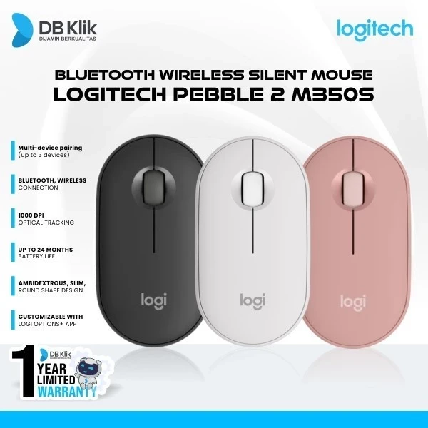 Mouse Logitech Pebble 2 M350S Silent Slim Bluetooth Wireless
