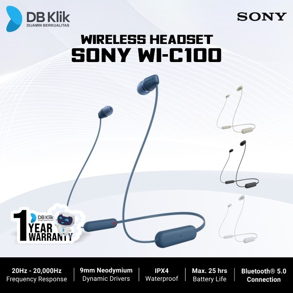 Earphone SONY WI-C100 Wireless IPX4 in Ear