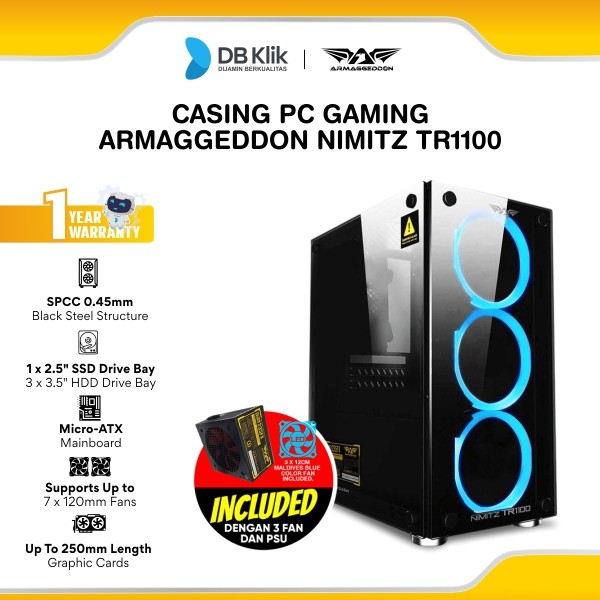 Casing Armaggeddon NIMITZ TR1100 TANPA PSU + PSU Volton Bronze 235FX