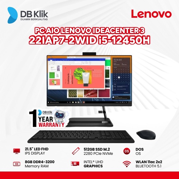 PC AIO LENOVO IdeaCenter 3 22IAP7-2WID i5-12450H 8/512GB 21,5" DOS