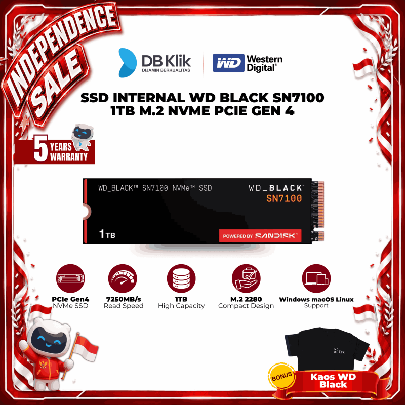 SSD Internal WD Black SN7100 1TB M.2 NVMe PCIe Gen 4