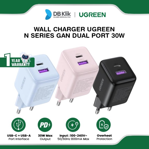 Wall Charger UGreen N Series GaN 30W Dual Port USB-C & USB-A