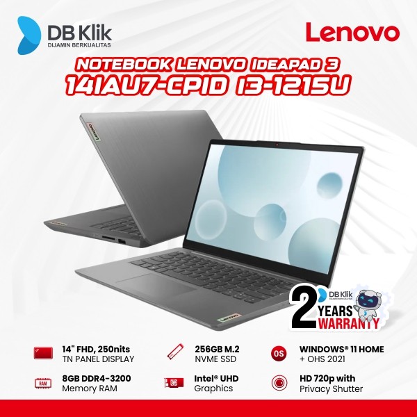 Notebook LENOVO IP3 14IAU7-CPID i3-1215U 8/256GB 14" FHD WIN OHS Grey