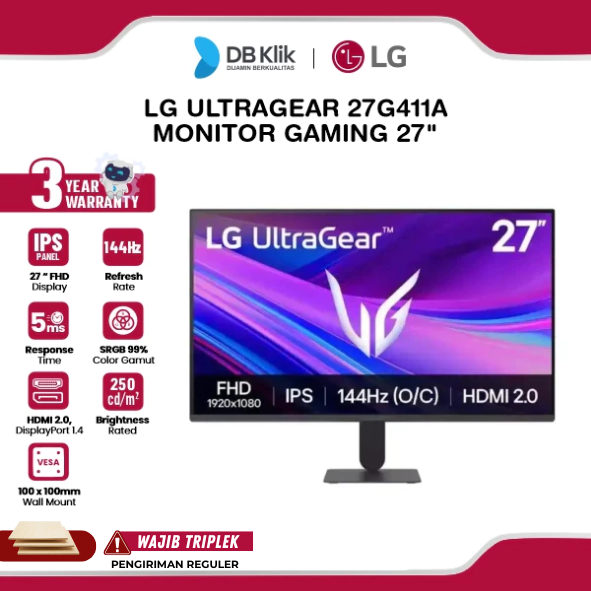 Monitor Gaming LG UltraGear 27G411A 27" FHD IPS  144Hz 5ms AMD FreeSync + NVIDIA G-Sync HDR10 HDMI DP