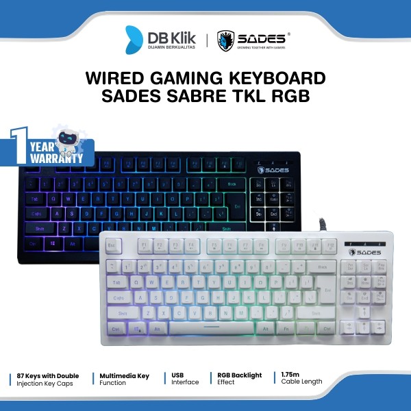 Keyboard Gaming SADES Sabre TKL RGB Membrane Wired