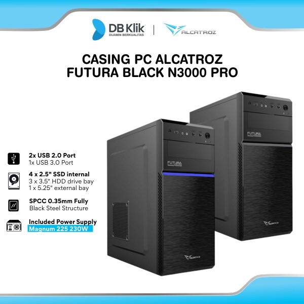 Casing PC Alcatroz Futura Black N3000 Pro Include Psu Magnum 225