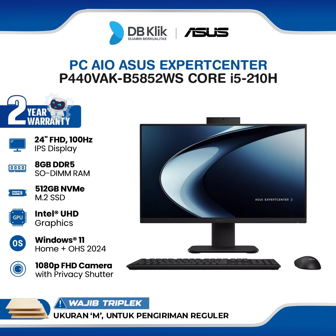 PC AIO ASUS ExpertCenter P440VAK-B5852WS INTEL Core i5-210H 8GB DDR5/512GB M.2 NVMe INTEL UHD Windows 11 Home + Microsoft Office Home Student 2024 24" FHD
