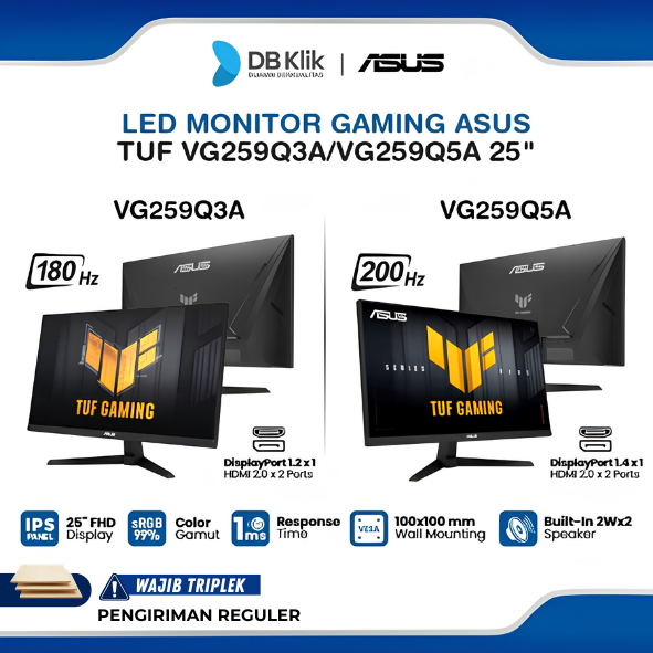 ASUS TUF VG259Q3A 180Hz / VG259Q5A 200Hz Monitor Gaming 25" IPS FHD 1ms AMD FreeSync Built in Speaker HDMI DP