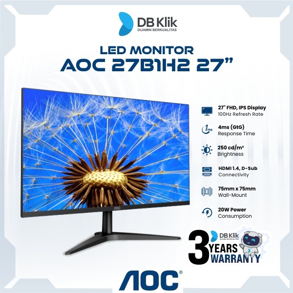 Led Monitor Aoc 27B1H2 27" 100Hz Ips Fhd 4ms Hdmi Vga - 27B1H2