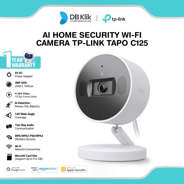 AI Home Security Wi-Fi Camera TP-Link TAPO C125 2K Qhd 4Mp Physical Privacy Shutter