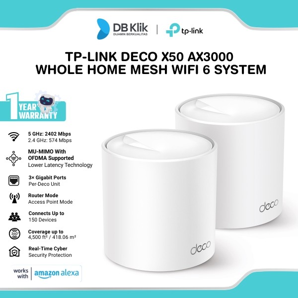 Whole Home Mesh TP-Link Deco X50 AX3000 WiFi 6 Dual Band ( 2-Pack )