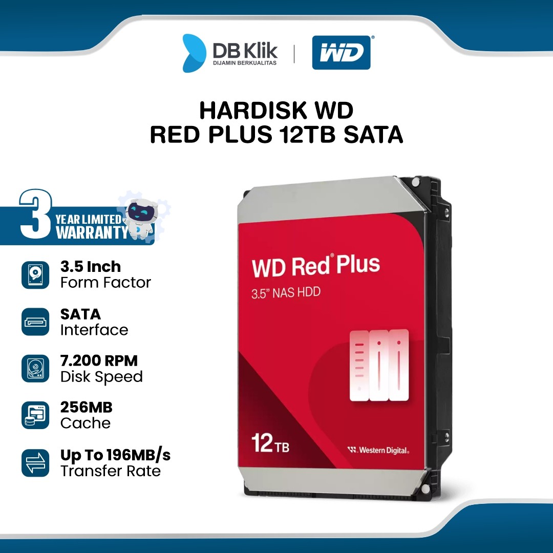 Hardisk WD RED Plus 12TB 3.5 Inch SATA - NAS HDD