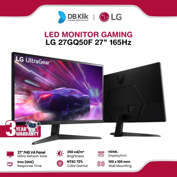 LED Monitor Gaming LG 27GQ50F 27" VA 165Hz Fhd 1ms Hdmi DP