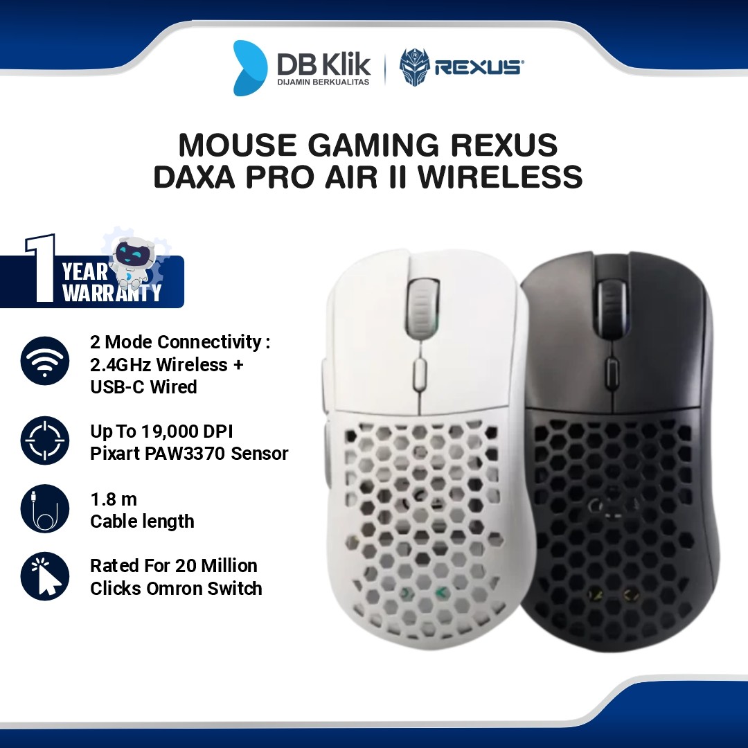 Mouse Gaming Rexus Daxa Pro Air II Wireless 19.000 DPI - Black