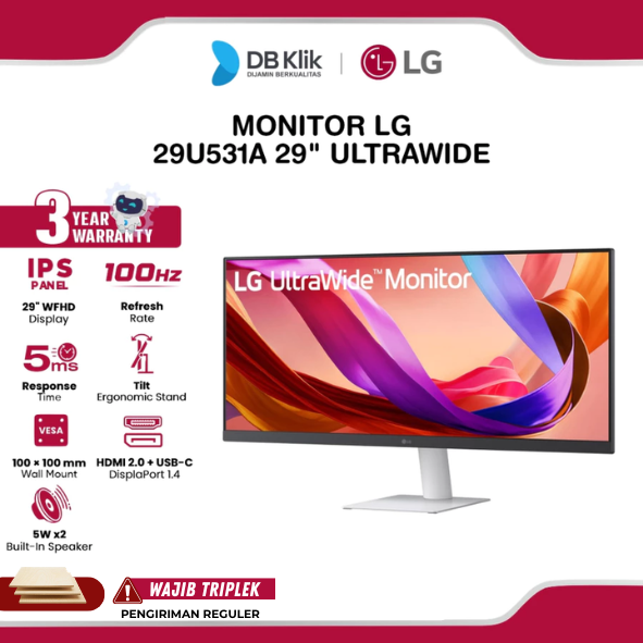 Monitor LG UltraWide 29U531A 29" FHD IPS 100Hz 5ms Built in Speaker HDR10 HDMI DP USB C