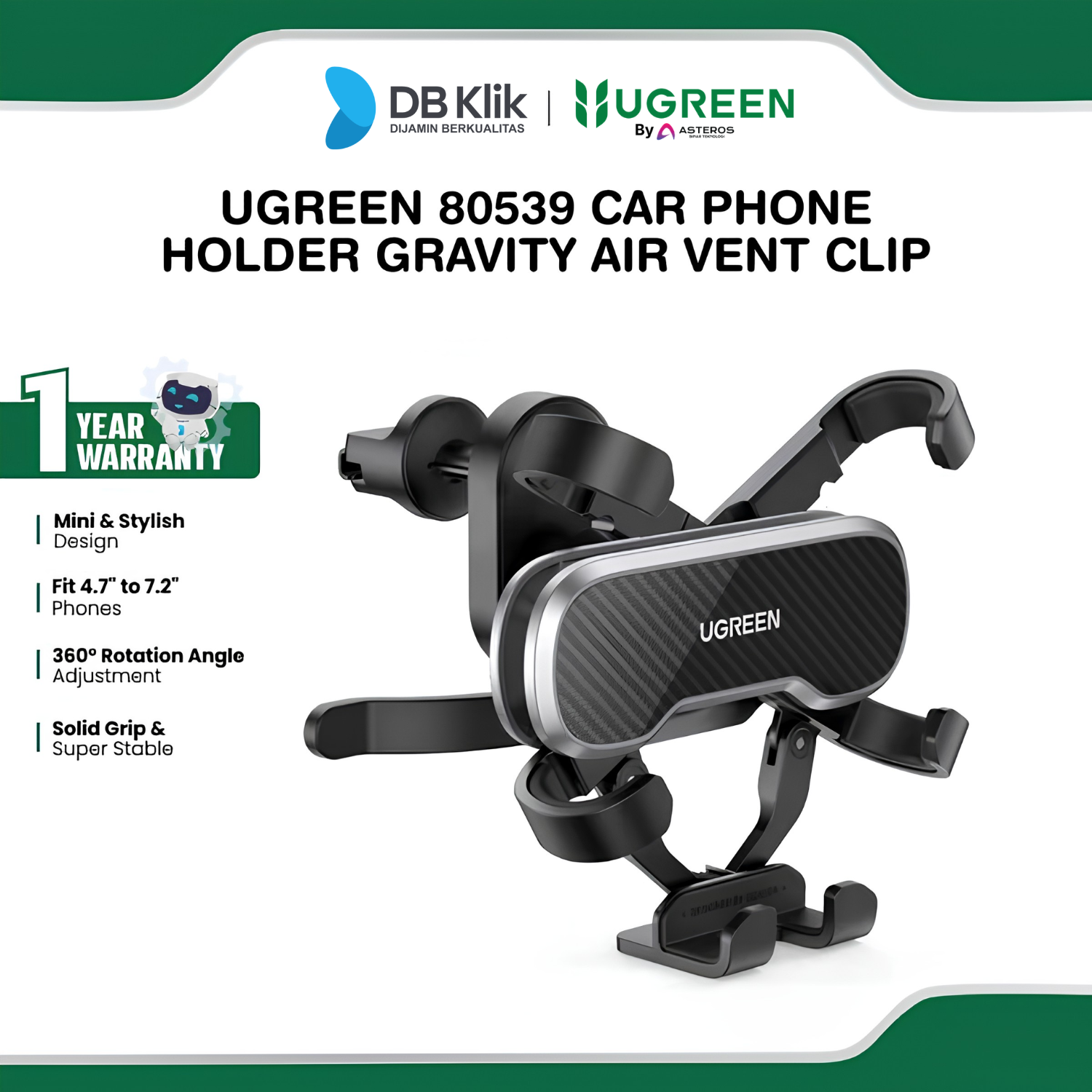 Car Phone Holder UGreen Gravity Air Vent Clip (80539)