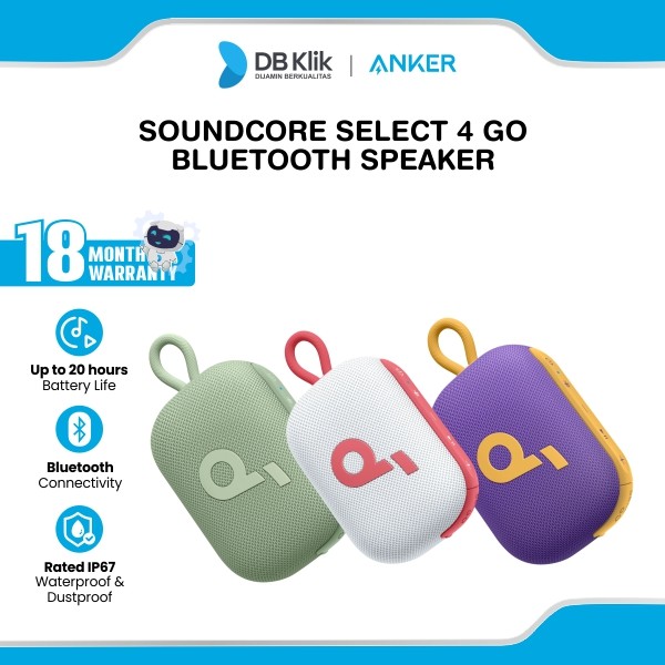 Speaker Soundcore Anker Select 4 Go Bluetooth Speaker Up to 20 Hours Playtime IP67 Waterproof Dustproof Powerful Sound - ANKER A31X1