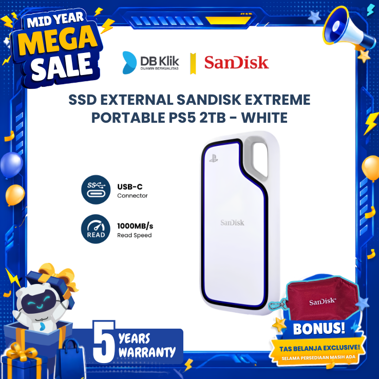 Sandisk Portable Extreme PS5 SSD External 2TB Licensed for PlayStation 5