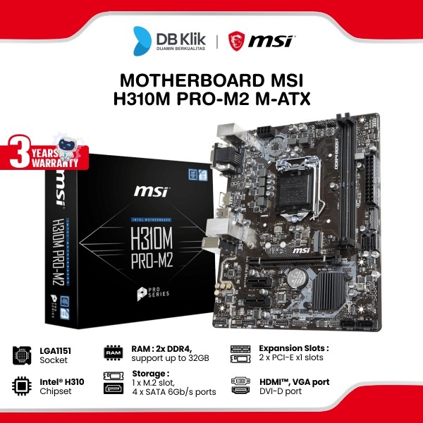 Motherboard MSI H310 PRO-M2 DDR4 m-ATX LGA1151 HDMI VGA - H310 PRO M2