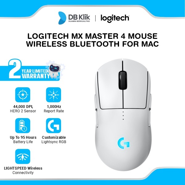 Mouse Gaming Logitech G PRO 2 Lightspeed Wireless 44.000 DPI RGB HERO Sensor 2 Rechargeable - White