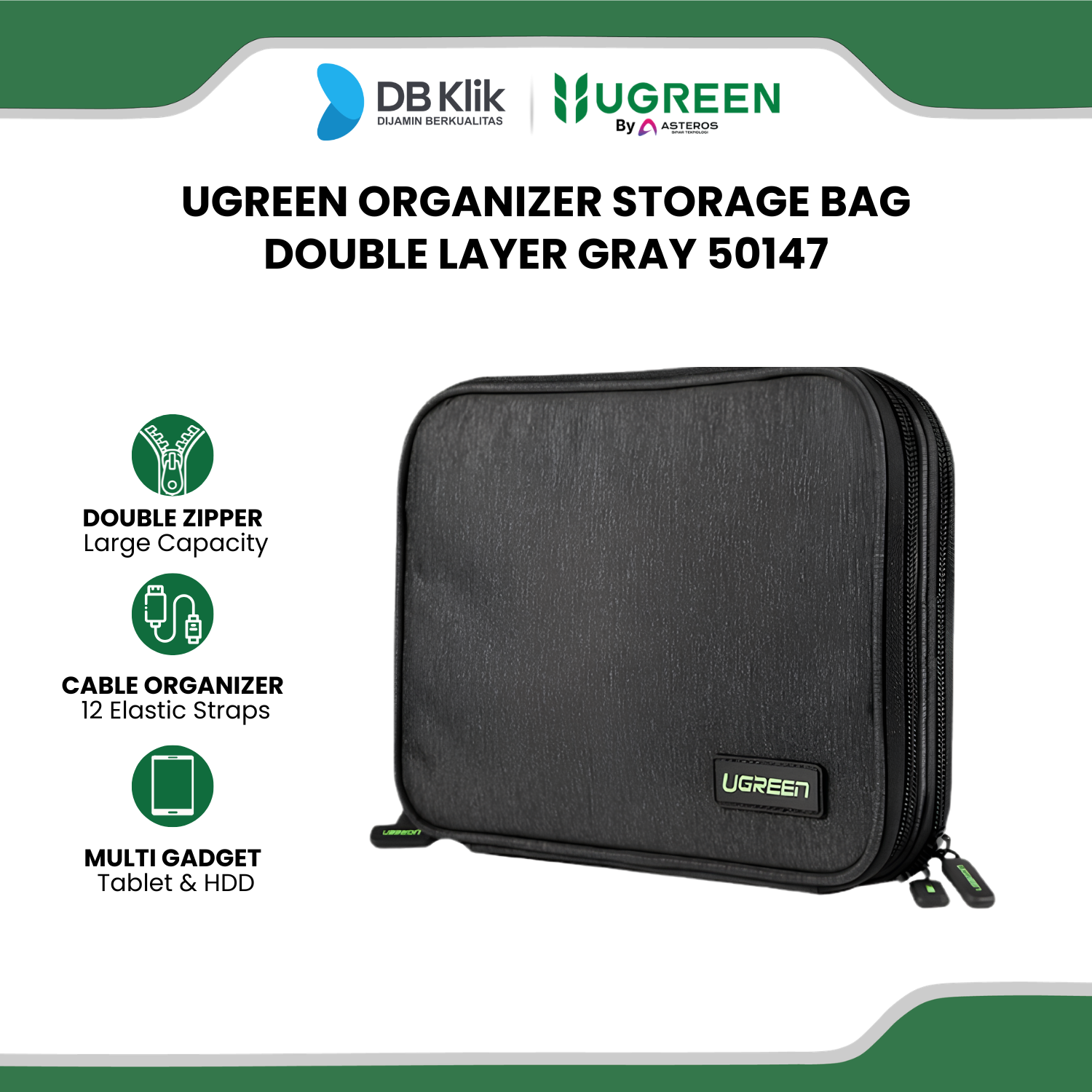 Organizer Storage Bag UGreen Double Layer Gray - Travel Bag (50147)