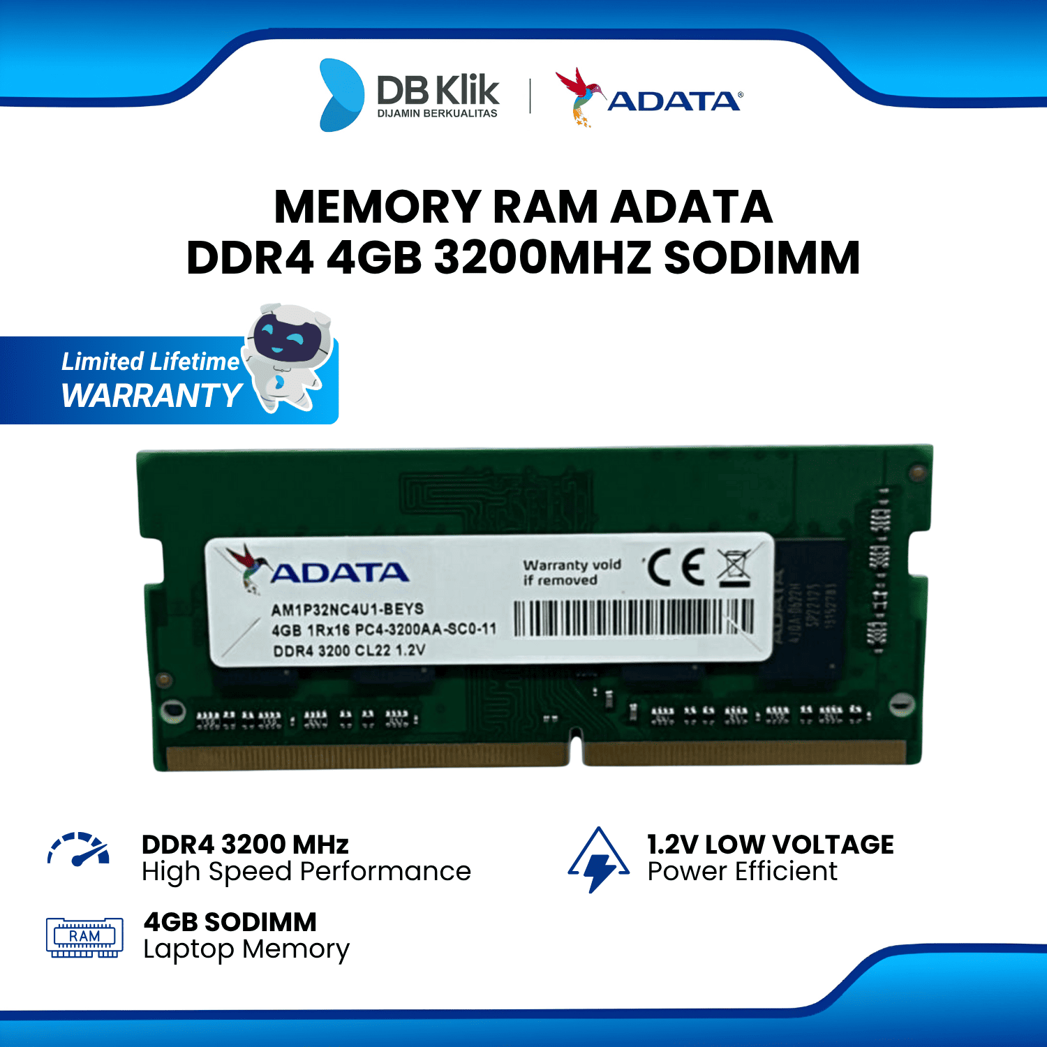 Memory RAM ADATA DDR4 4GB 3200MHz SODIMM