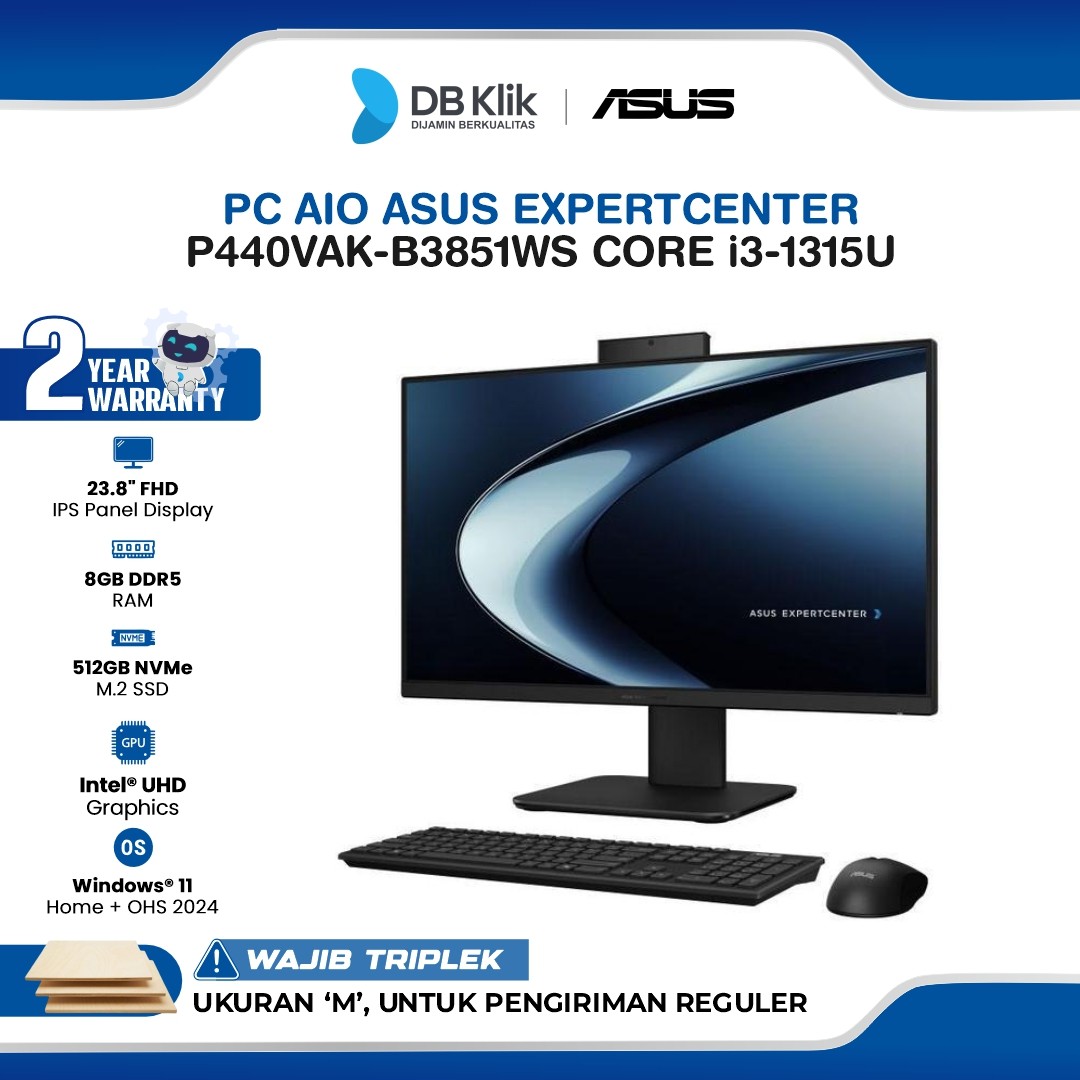 ASUS ExpertCenter P440VAK-B3851WS PC AIO INTEL Core i3-1315U 8GB DDR5/512GB M.2 NVMe INTEL UHD Windows 11 Home + Microsoft Office Home Student 2024 23.8" IPS FHD