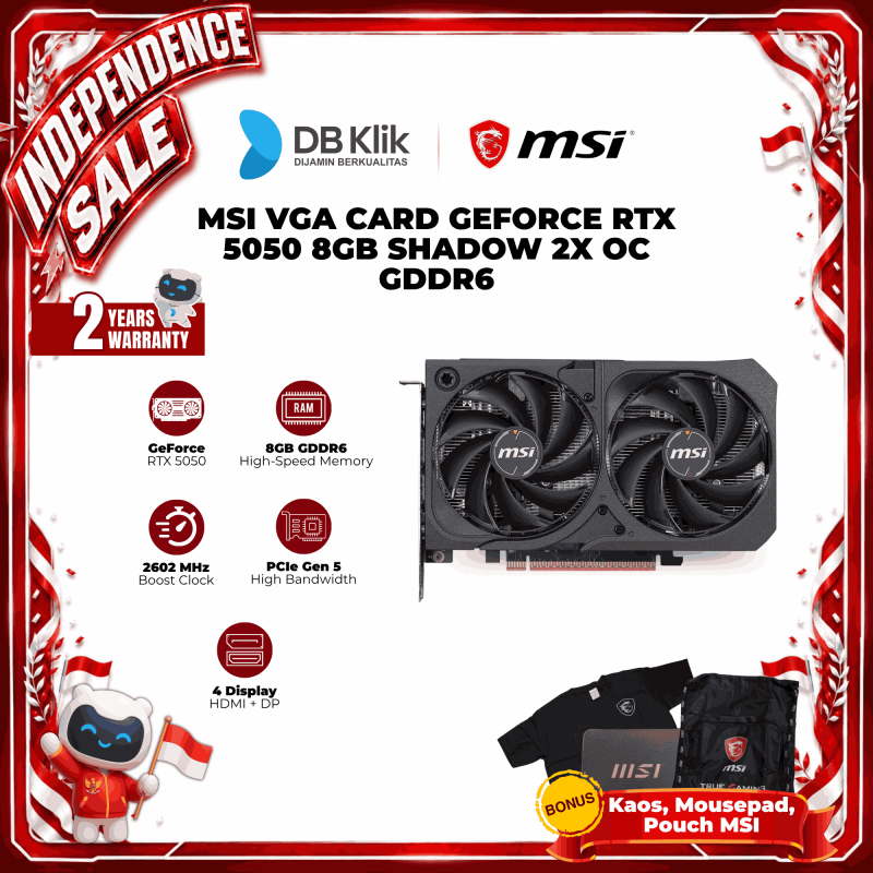 MSI VGA Card GeForce RTX 5050 8GB SHADOW 2X OC GDDR6 - VGA RTX 5050