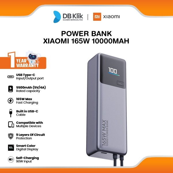 Power Bank Xiaomi 165W 10000mAh Built in USB-C Cable