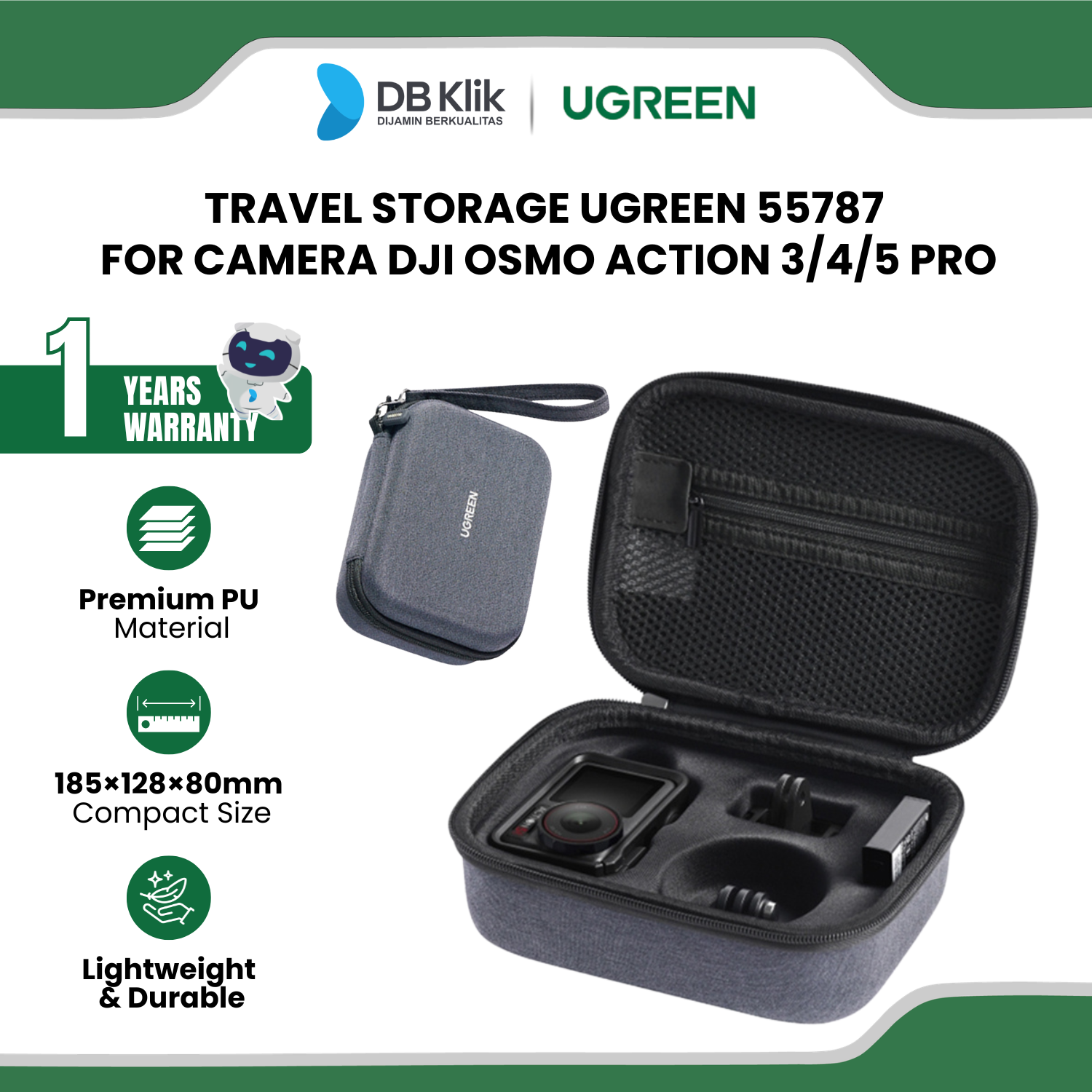 Travel Storage Ugreen for Camera DJI Osmo Action 3/4/5 Pro - Gray (55787)