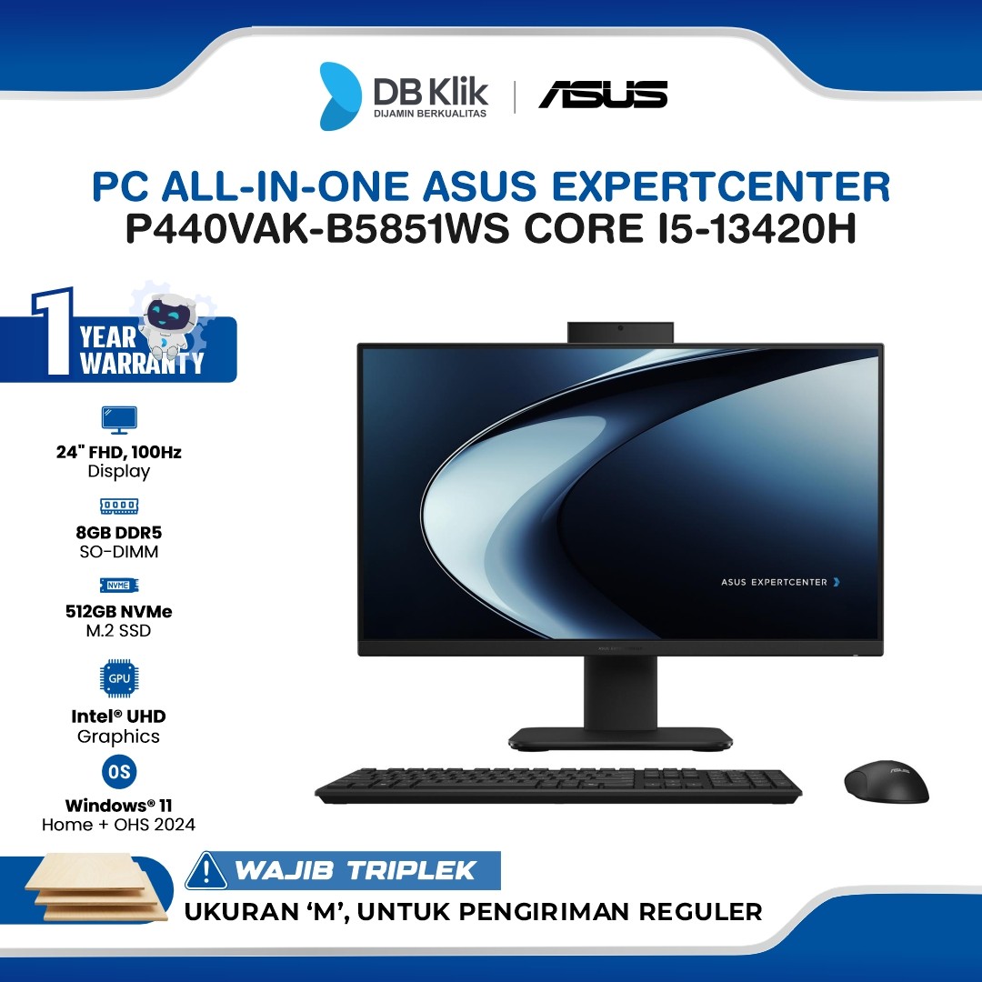ASUS ExpertCenter P440VAK-B5851WS PC AIO INTEL Core i5-13420H 8GB DDR5/512GB M.2 NVMe INTEL UHD Windows 11 Home + Microsoft Office Home Student 2024 24" FHD - Black