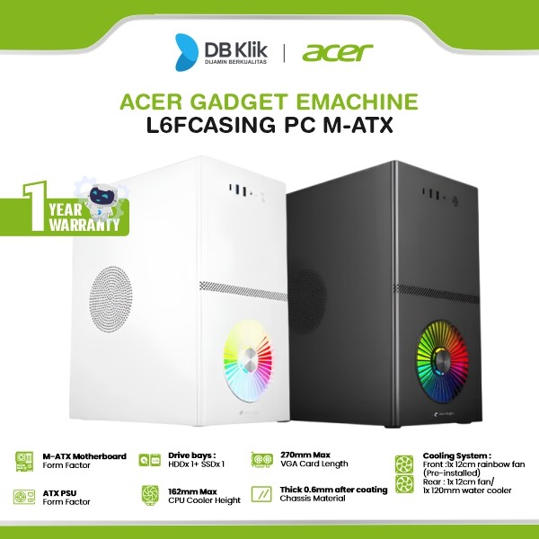 Acer Gadget Emachine L6F Casing PC M-ATX Pre-Installed 1 Fan RGB