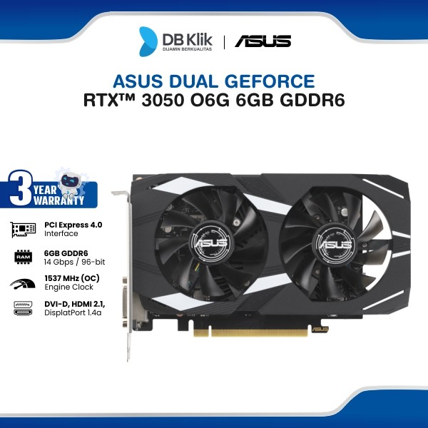 Vga Card Asus Dual RTX 3050 O6G 6GB GDDR6 DP Hdmi Dvi