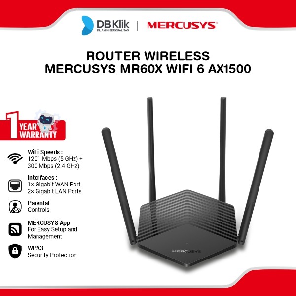 MERCUSYS MR60X AX1500 Router Gigabit WIFI 6 Dual Band