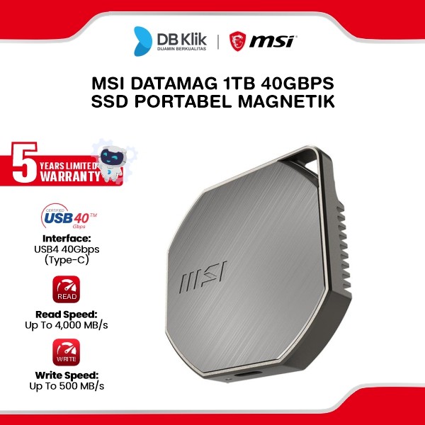 MSI DATAMAG 1TB 40Gbps SSD Portabel Magnetik