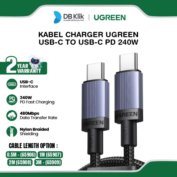 Kabel UGreen USB-C to USB-C 240W Nylon Braided
