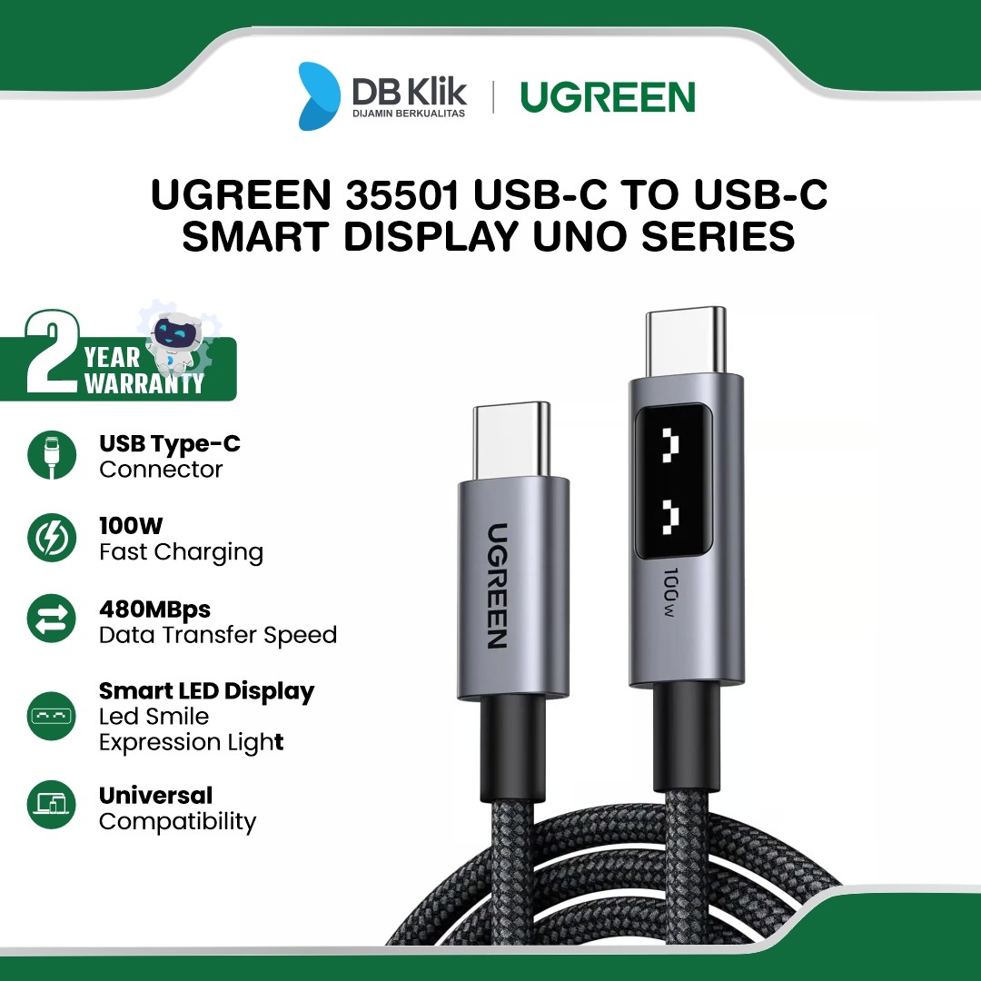 Kabel UGreen USB-C 100W Smart Display Uno Series Nylon Braided