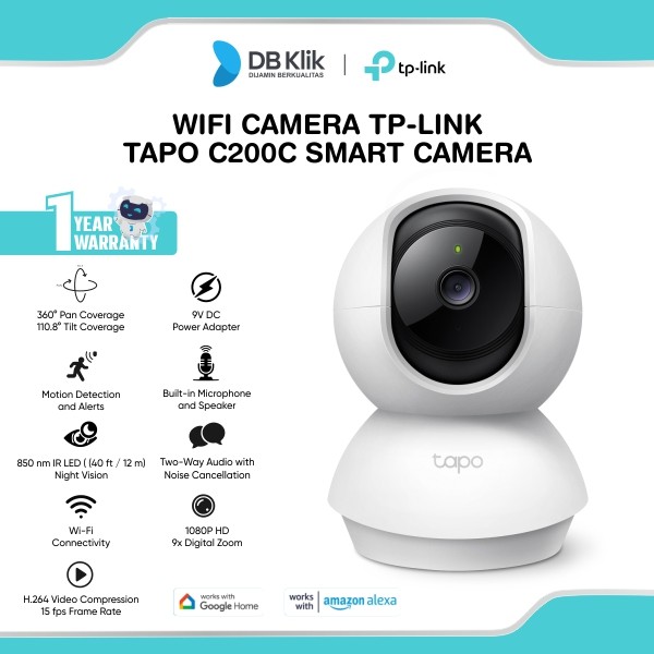 WiFi Camera TP-Link Tapo C200C Smart Camera Pan Tilt Home Security IP Cam CCTV