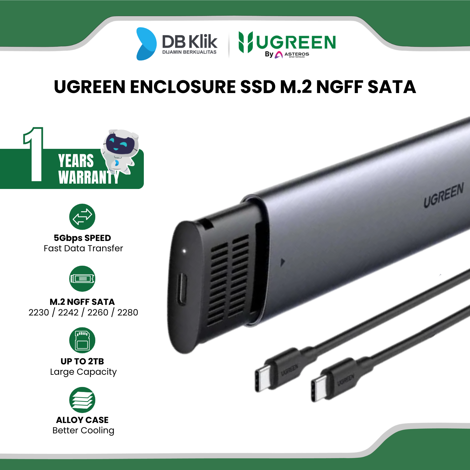 Enclosure SSD UGreen M.2 NGFF SATA (10903) - UGREEN 10903