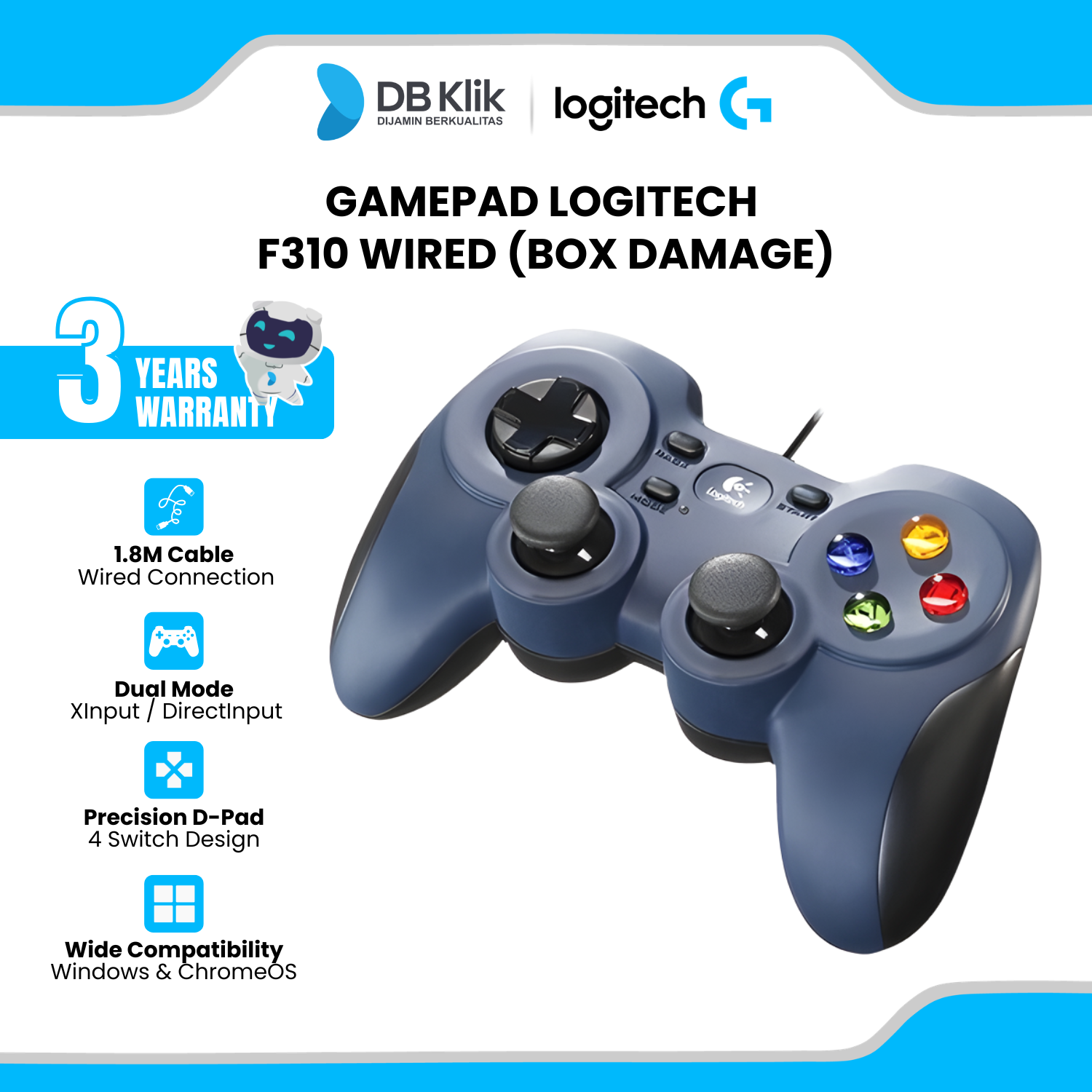 Gamepad Logitech F310 Wired (Box Damage)
