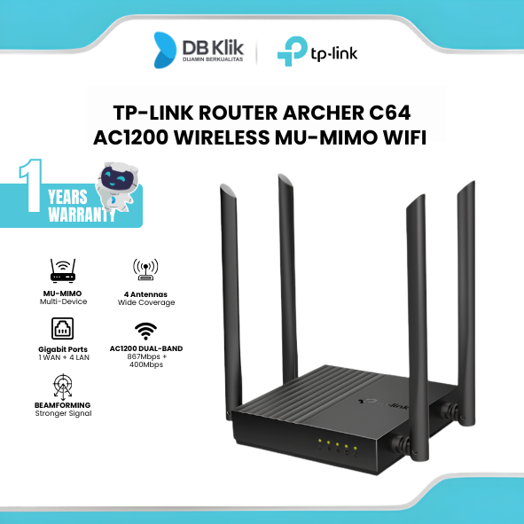 Router Tp-Link Archer C64 AC1200 Wireless Mu-Mimo WiFi - Archer C 64