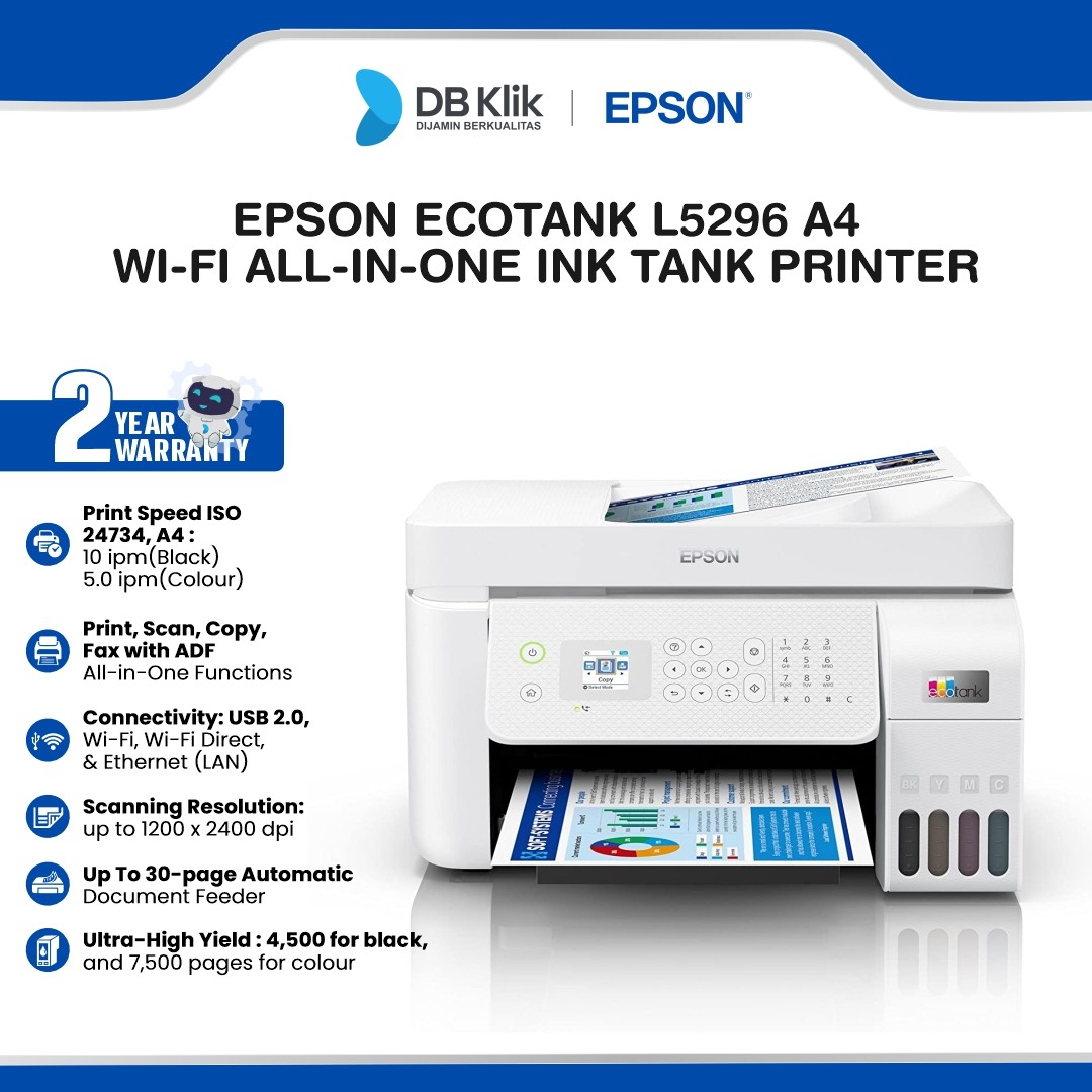 EPSON L5296 Printer Wifi All in One Ink Tank with ADF