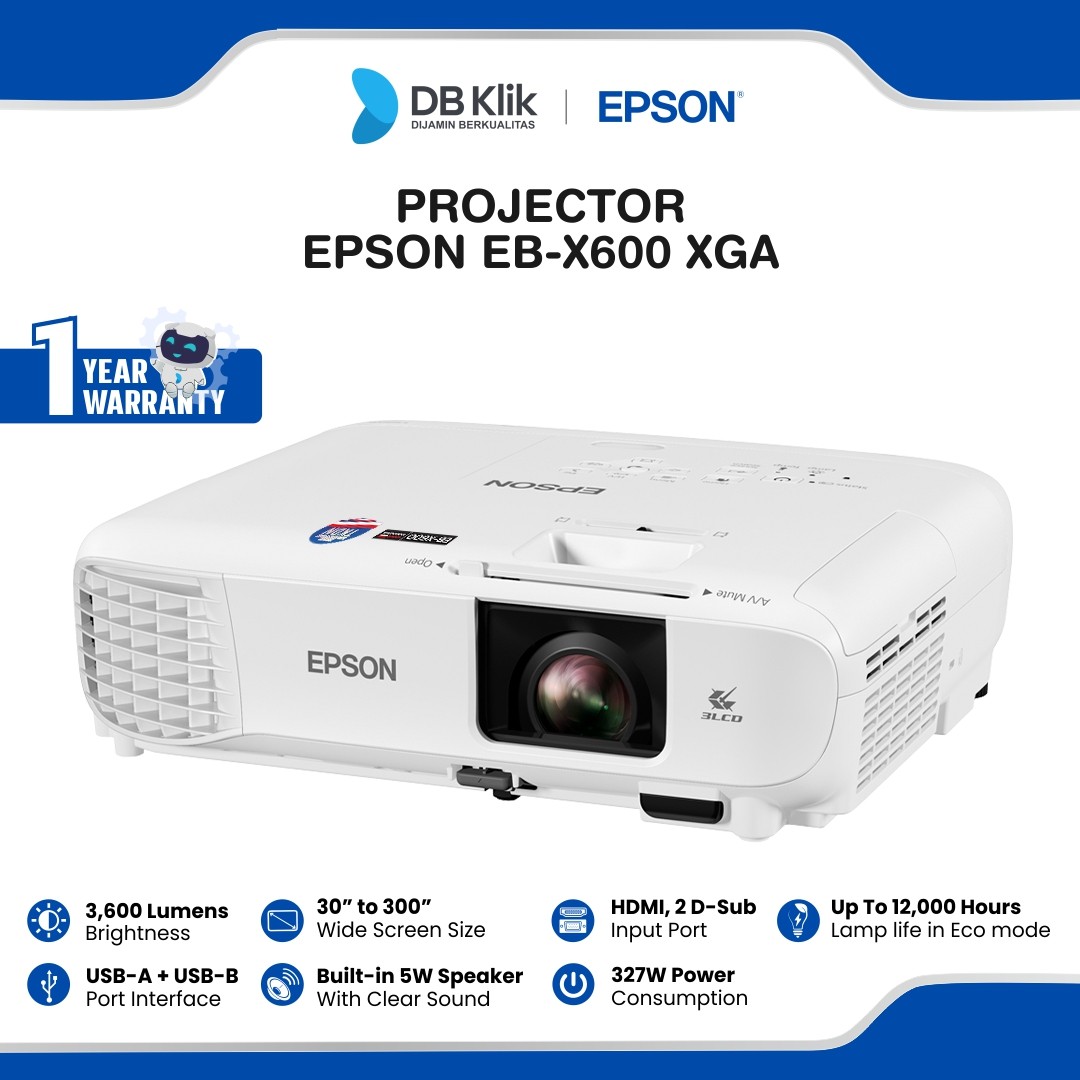 Projector Epson EB-X600 XGA 3LCD 3600 Lumens Tkdn