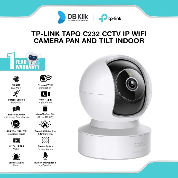 TP-Link Tapo C232 CCTV IP WIFI Camera Pan and Tilt 3K 5MP Indoor