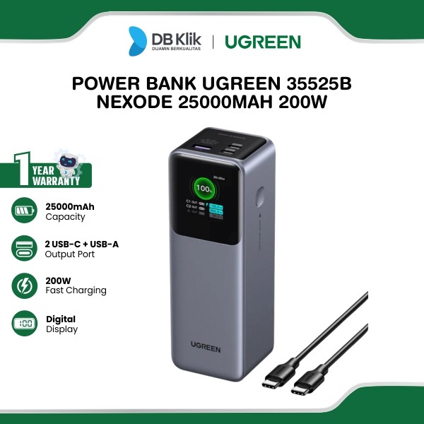 Power Bank UGreen Nexode Smart Digital Display 25000mAh Fast Charging 200W (35525B)