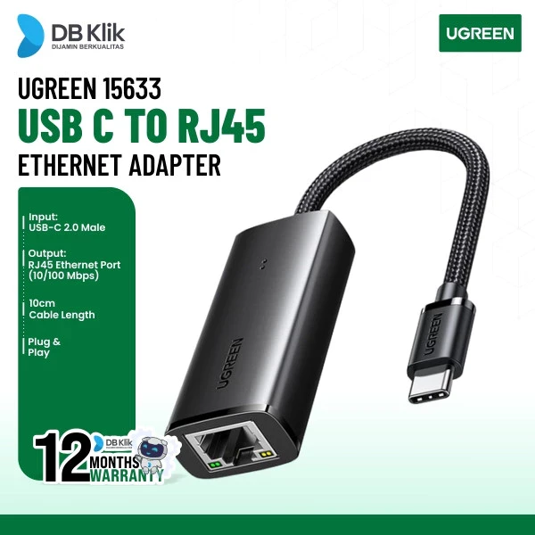 Ethernet Adapter UGreen Usb C 100Mbps Grey - Usb C to Rj45 (15633)