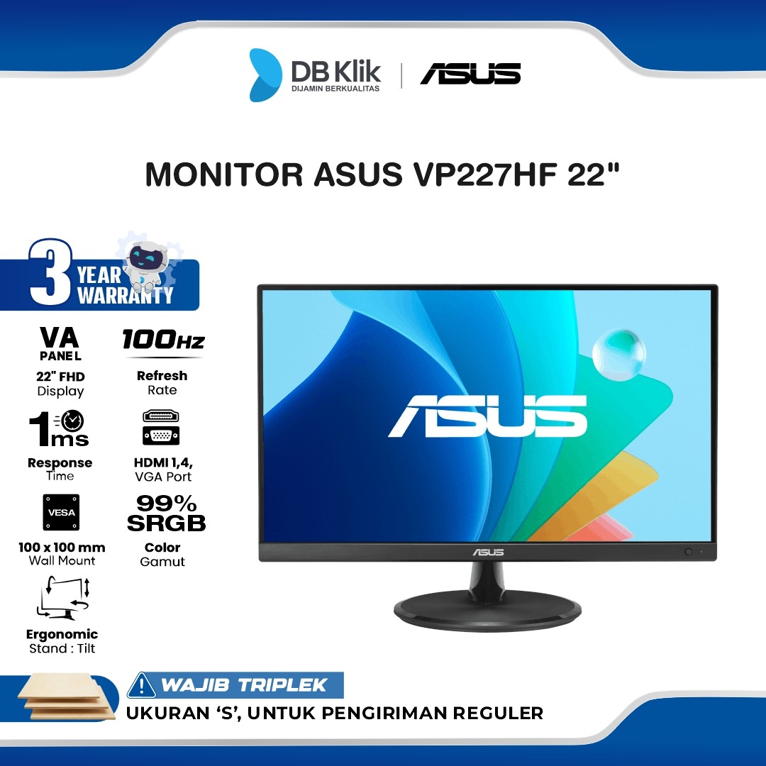 Monitor ASUS VP227HF 22" FHD VA 100Hz 1ms HDMI VGA